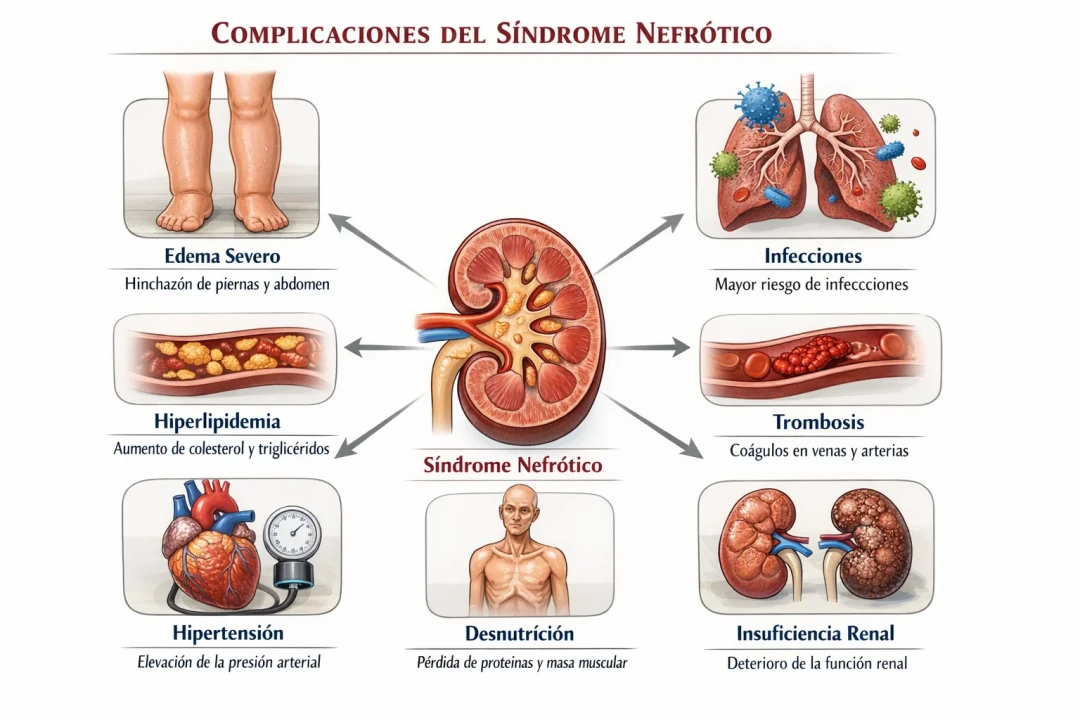 Una representación gráfica de Infografía Médica sobre el síndrome nefrótico