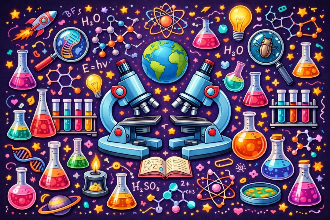 Una representación gráfica de Fondo ilustrado con Elementos de Laboratorio